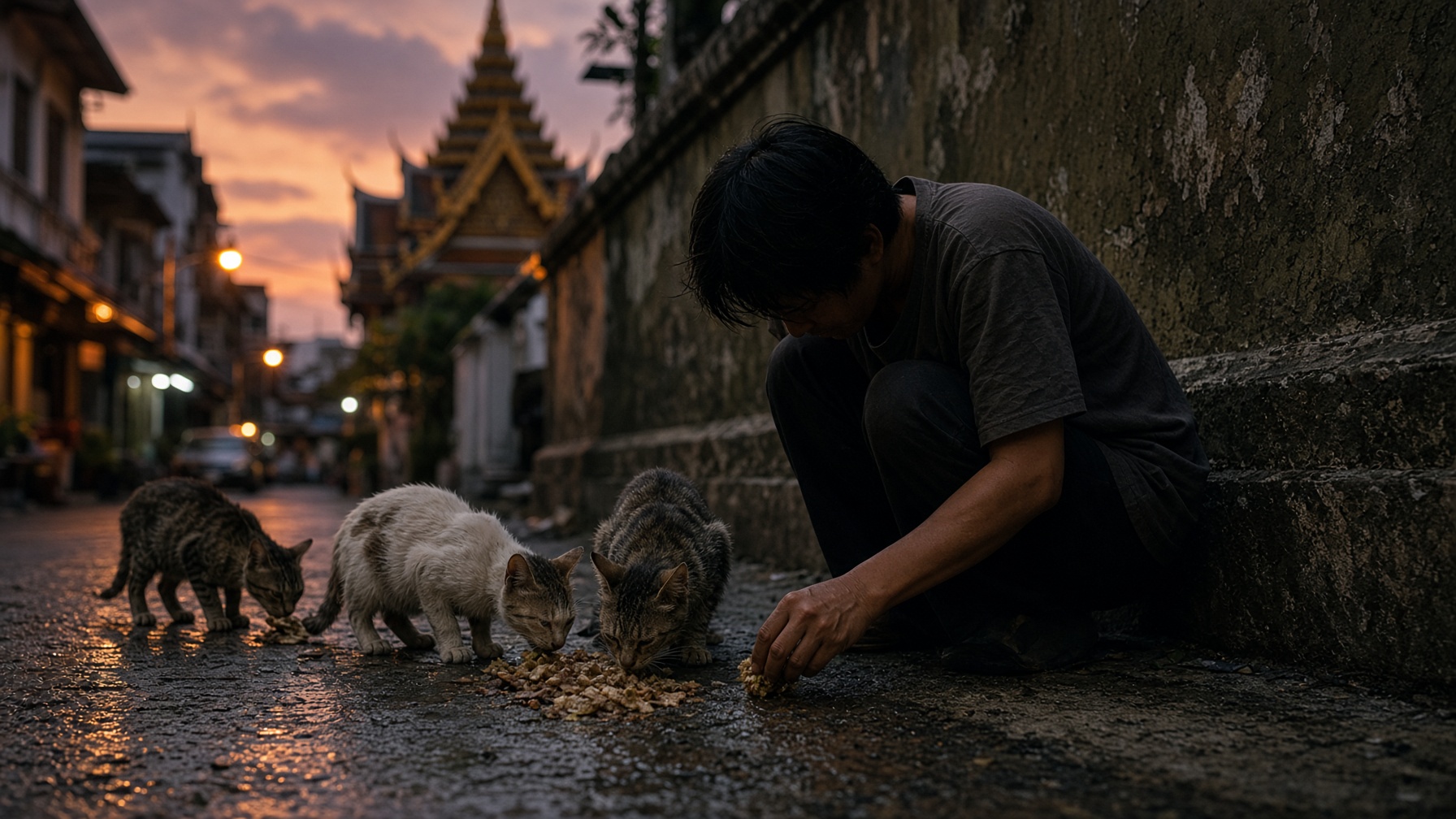 อาสาให้อาหารแมวจร